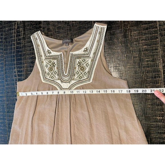 LUXOLOGY Sleeveless Shift Dress Size 8 Beige - Picture 9 of 12